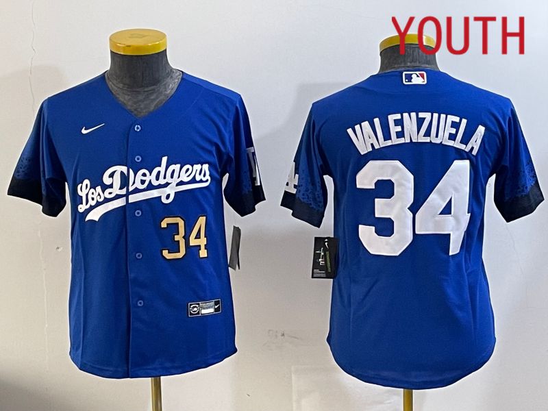 Youth Los Angeles Dodgers #34 Valenzuela 2024 jersey 202411201